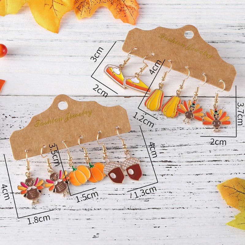 Wholesale Thanksgiving Turkey Pumpkin Earrings Set ACC-ES-zhiyu006