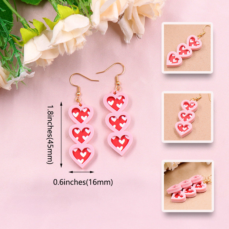 Wholesale 5pcs Valentine's Day Autumn/Winter Pink Love Acrylic Earrings ACC-ES-XiaoYan031