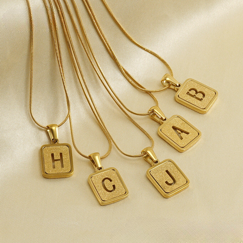 Wholesale Stainless Steel Necklace Snake Bone Chain 18K Letter Necklace ACC-NE-ZhongY011