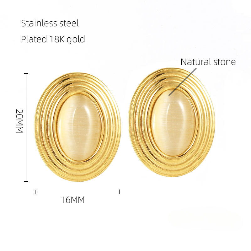 Wholesale Stainless Steel Natural Stone Earrings  ACC-ES-ZhongXin011