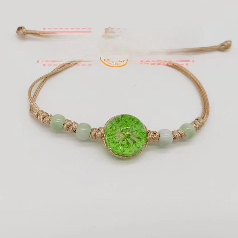 Wholesale Handwoven Colorful Ceramic Beads Natural Real Flower Bracelet ACC-BT-Youl011