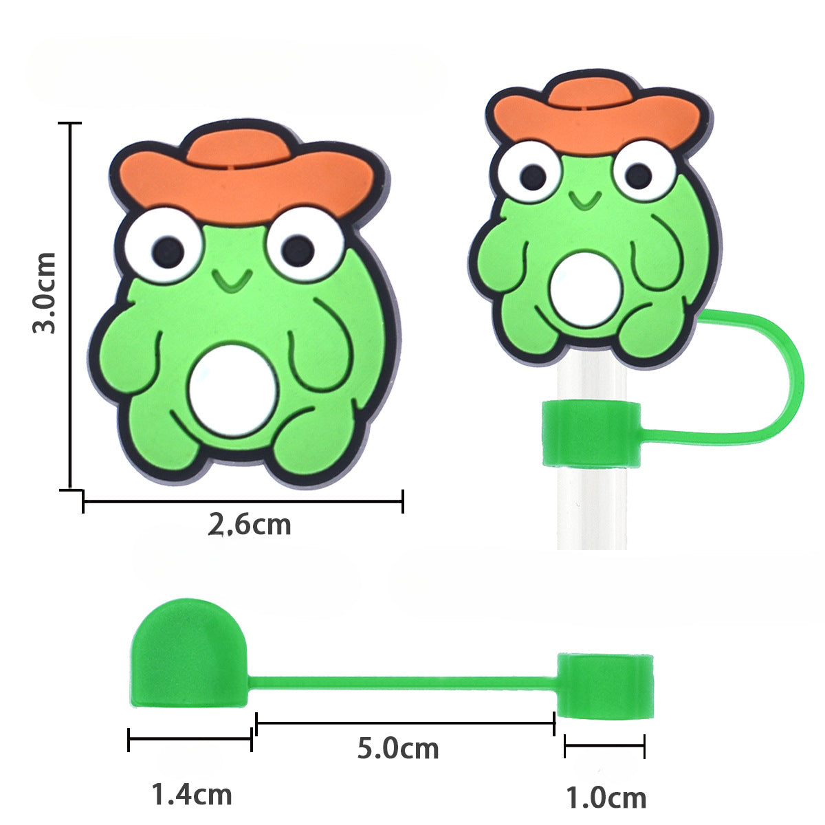 Wholesale Random 100pcs Cartoon Frog 10mm PVC Soft Straw Tube Cap ACC-SCR-RYY104