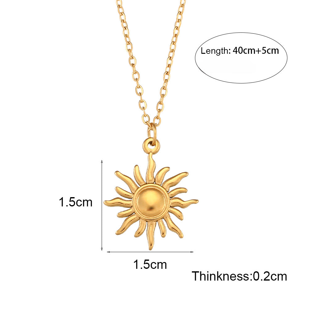 Wholesale O-shaped Chain Sun Moon Star Pendant Titanium Steel Necklace ACC-NE-MengJia001