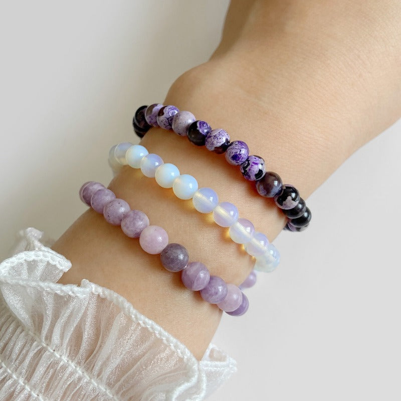 Wholesale 6mm Natural Stone Beads Elastic Bracelet ACC-BT-YinYi012