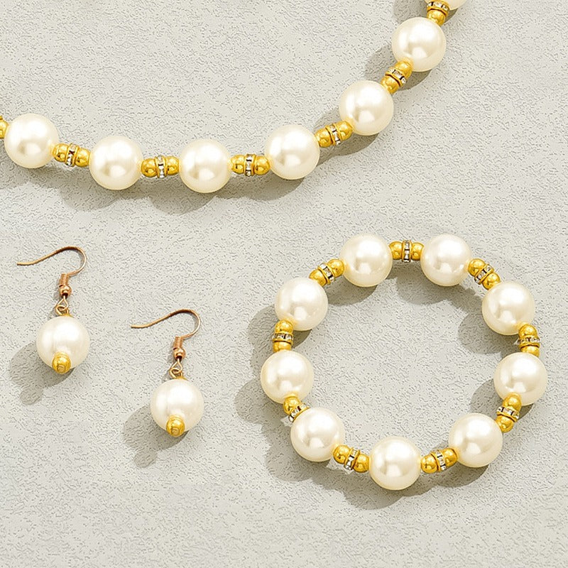 Wholesale Pearl Earrings Necklace Bracelet Set ACC-NE-BaSha007