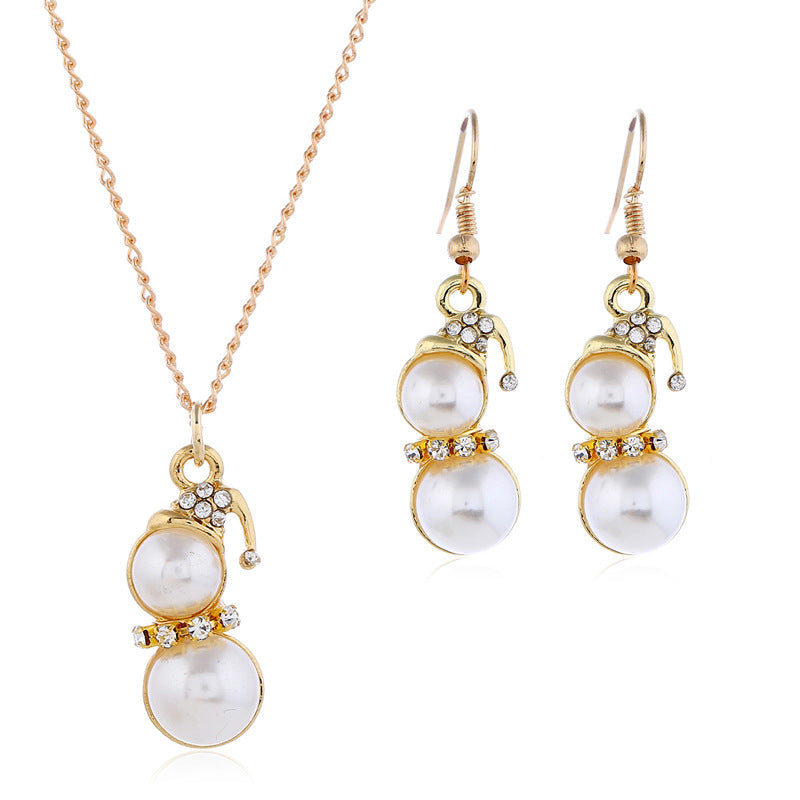 Wholesale Cute Cartoon Colorful Christmas Snowman Earrings Necklace Set ACC-NE-KaiQing006