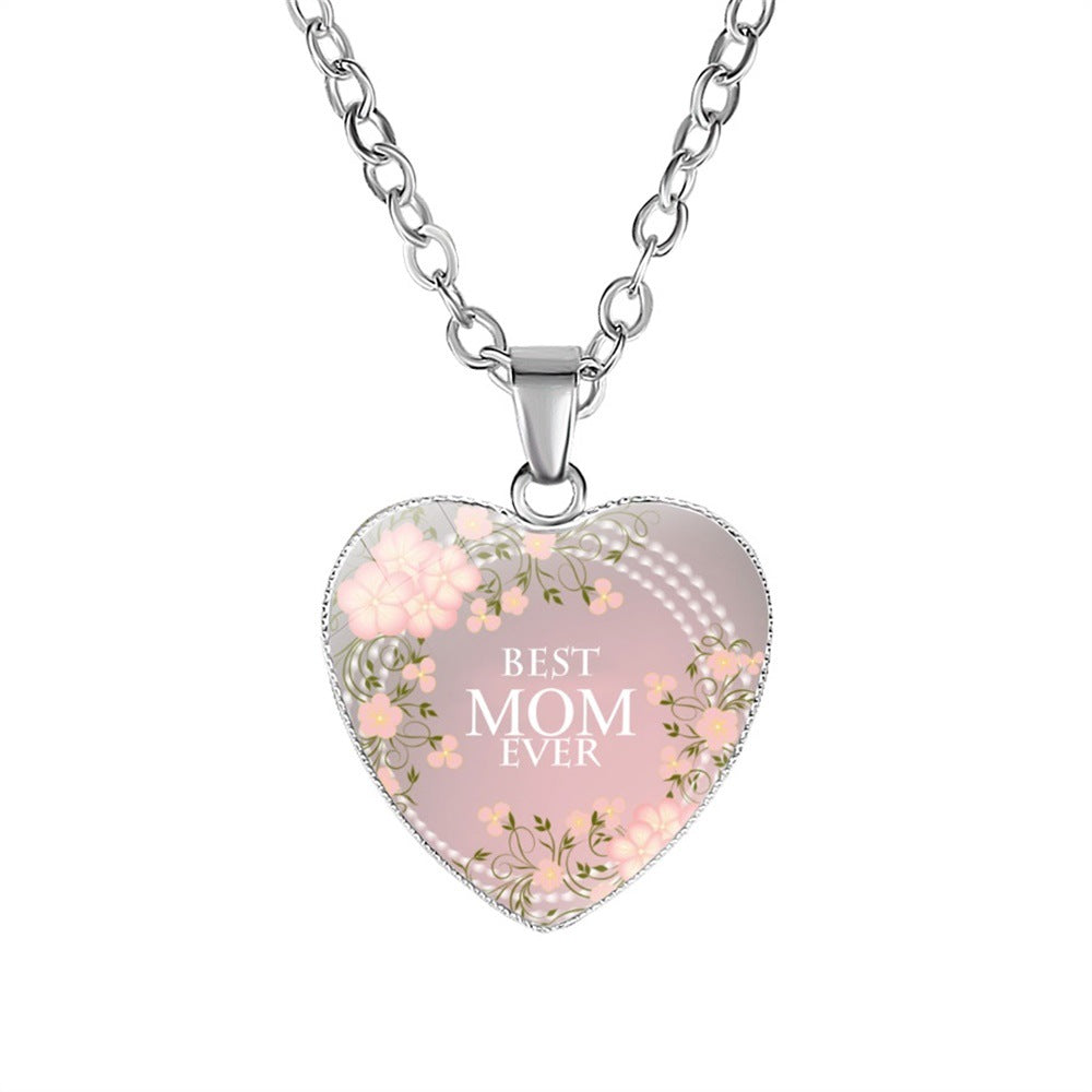Wholesale Mother's Day Gift Mom Heart Shaped Pendant Necklace Heart Necklace  ACC-NE-NingHe001