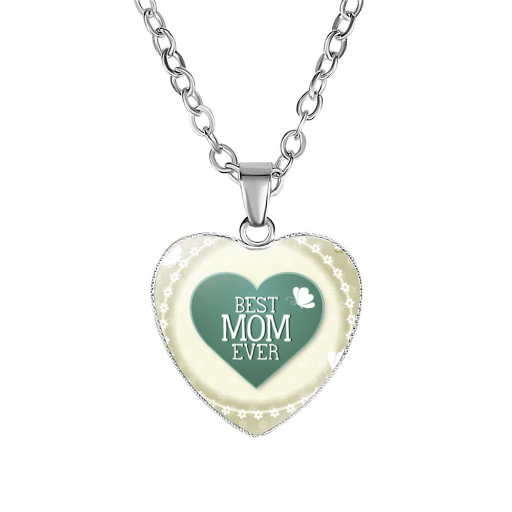 Wholesale Mother's Day Gift Mom Heart Shaped Pendant Necklace Heart Necklace  ACC-NE-NingHe001