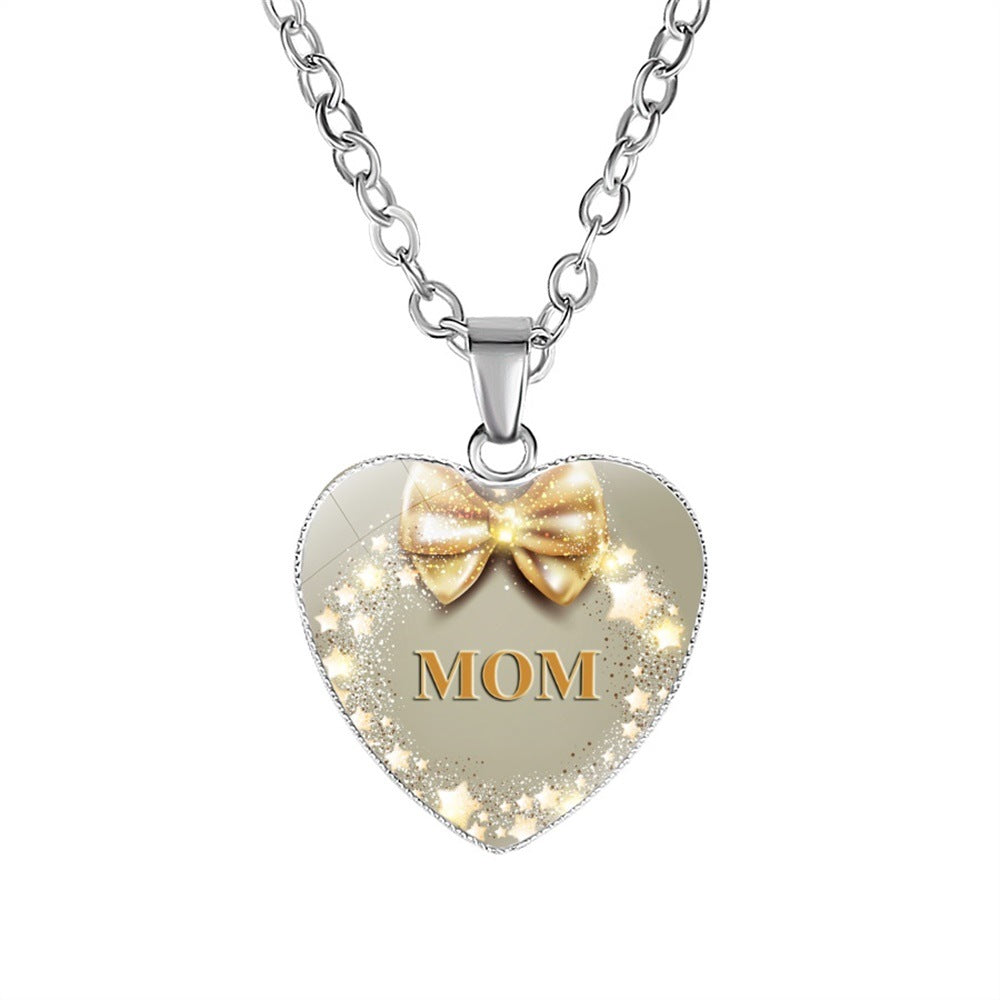 Wholesale Mother's Day Gift Mom Heart Shaped Pendant Necklace Heart Necklace  ACC-NE-NingHe001