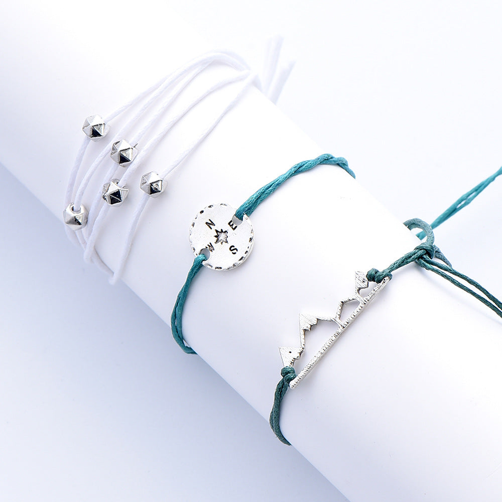 Wholesale Bohemian Beaded Compass Hollow Mountain Bracelet