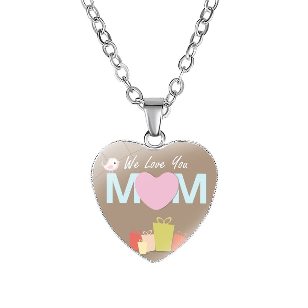 Wholesale Mother's Day Gift Mom Heart Shaped Pendant Necklace Heart Necklace  ACC-NE-NingHe001