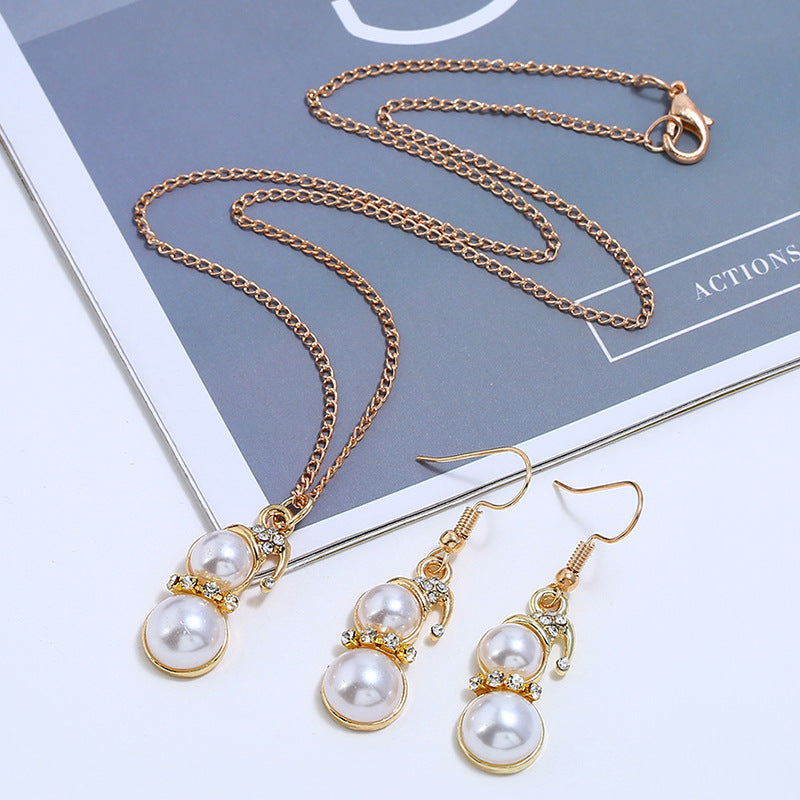 Wholesale Cute Cartoon Colorful Christmas Snowman Earrings Necklace Set ACC-NE-KaiQing006