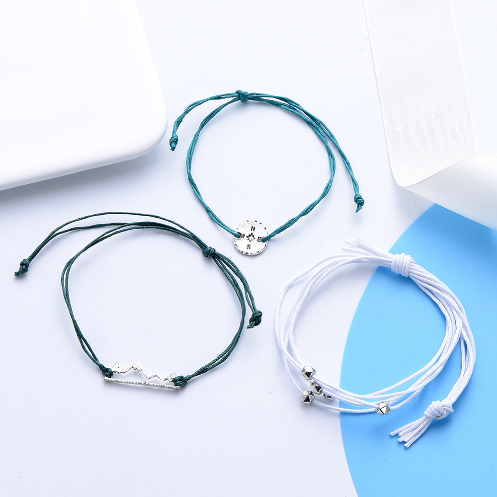 Wholesale Bohemian Beaded Compass Hollow Mountain Bracelet