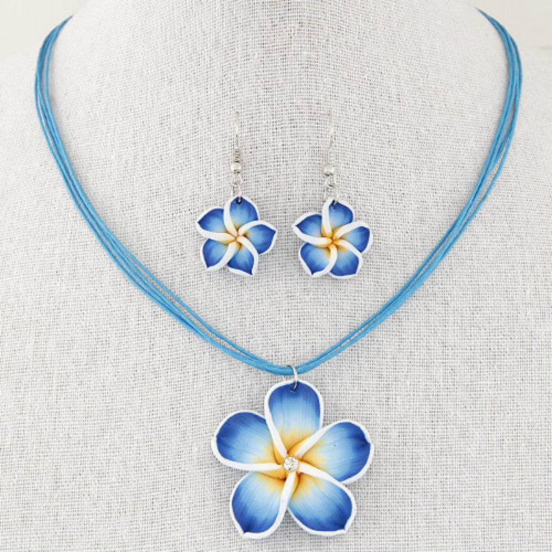 Wholesale Sweet Rich Flower Wax Rope Necklace and Earrings Set ACC-NE-Weiy003