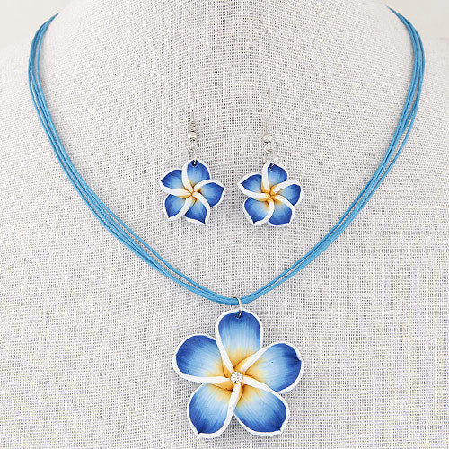 Wholesale Sweet Rich Flower Wax Rope Necklace and Earrings Set ACC-NE-Weiy003