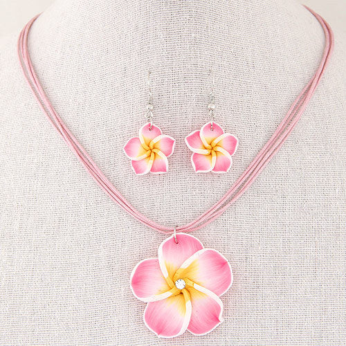Wholesale Sweet Rich Flower Wax Rope Necklace and Earrings Set ACC-NE-Weiy003