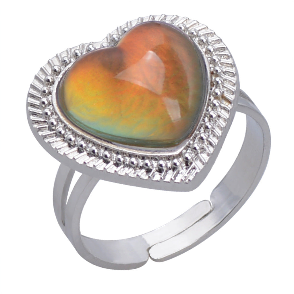 Wholesale Love Heart Gem Thermochromic Ring Adjustable Rings ACC-RS-Hour002