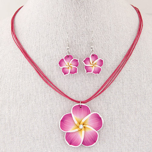 Wholesale Sweet Rich Flower Wax Rope Necklace and Earrings Set ACC-NE-Weiy003