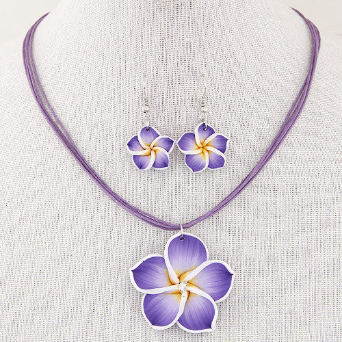 Wholesale Sweet Rich Flower Wax Rope Necklace and Earrings Set ACC-NE-Weiy003