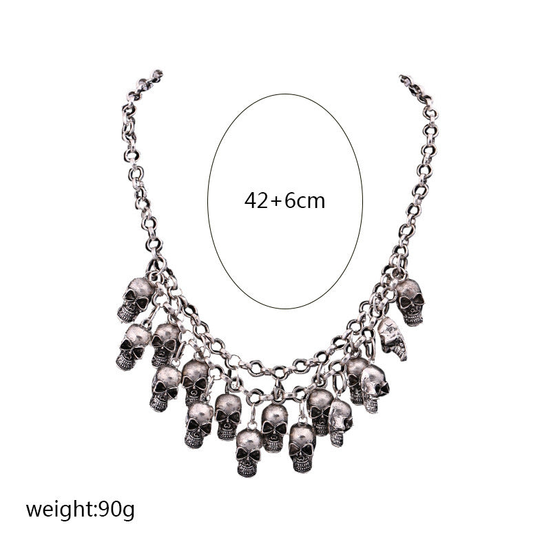 Wholesale Alloy Skull Pendant Multi-Layer Necklace Trendy Jewelry Accessory Boutique Gift