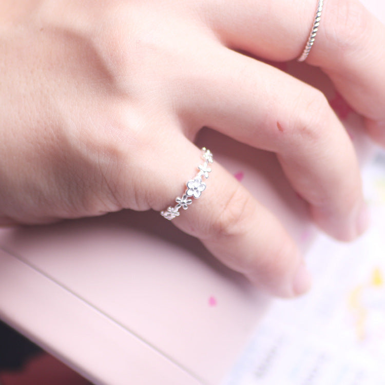 Wholesale 925 sterling silver open ring flower plain silver ring