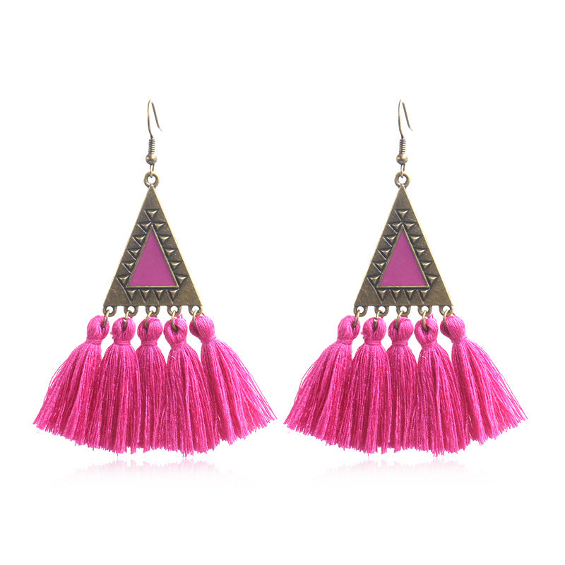 Wholesale Fashion Long Wool Tassel Earrings Statement Dangles Party Wear Boutique Resale