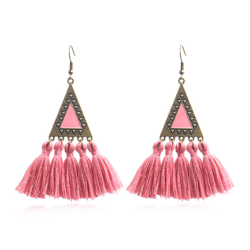Wholesale Fashion Long Wool Tassel Earrings Statement Dangles Party Wear Boutique Resale