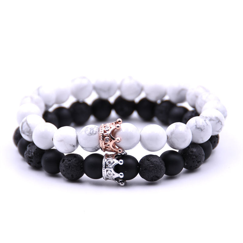 Wholesale  zircon Crown bracelet volcanic stone white turquoise bracelet