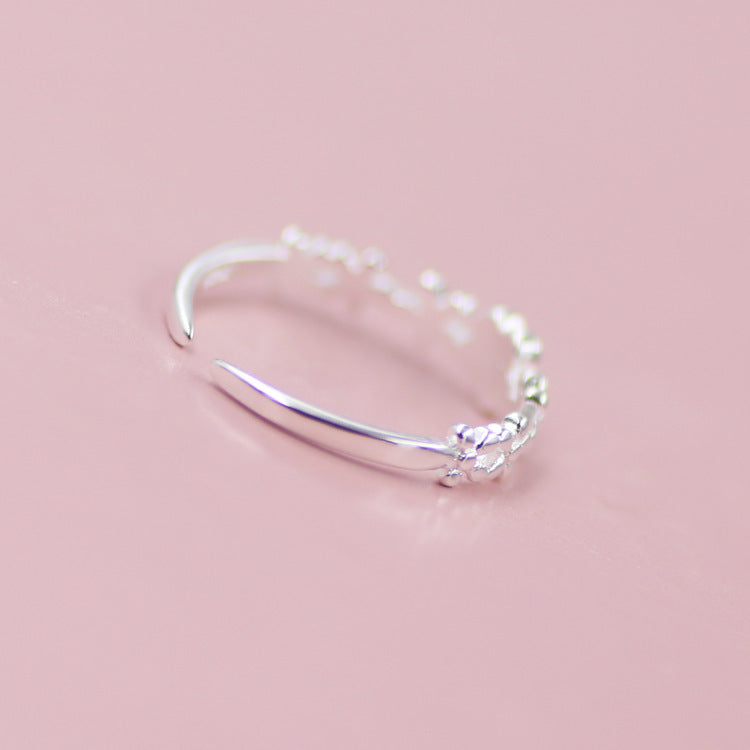 Wholesale 925 sterling silver open ring flower plain silver ring