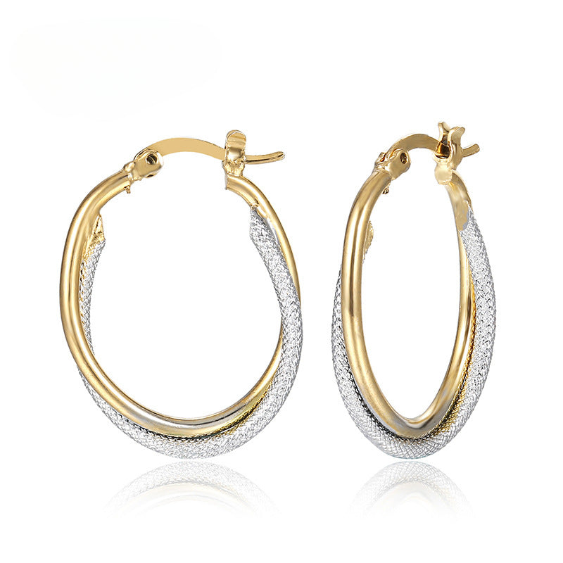Wholesale Gold and Silver Mixed Color Oval Earrings ACC-ES-MoCai008