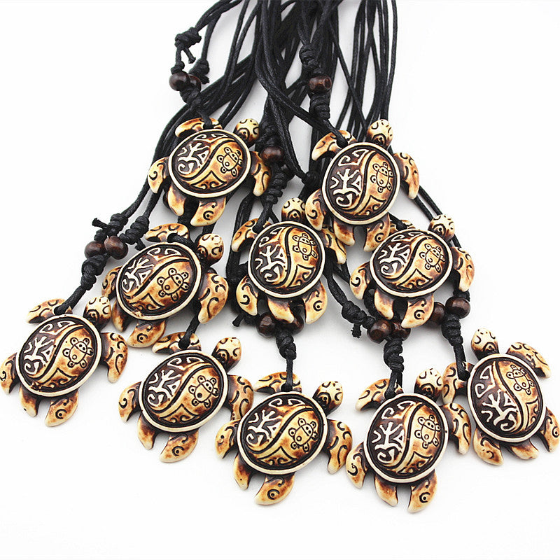 Wholesale Turtle Necklace Yak Bone Carved Turtle Resin Necklace ACC-NE-ShuangDe002