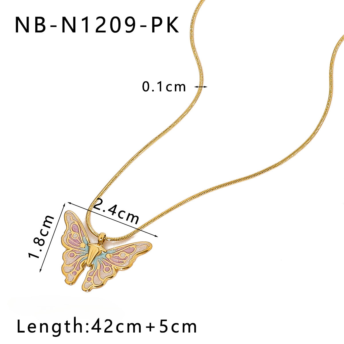 Wholesale Stainless Steel Plated 18k Gold Oil Drop Butterfly Rainbow Love Color Necklaces ACC-NE-XinY009