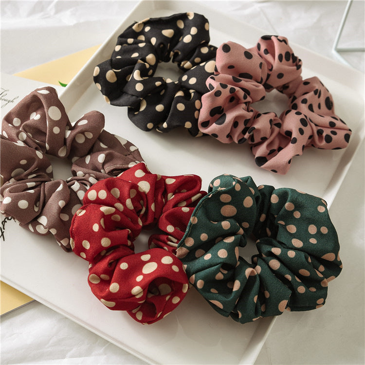 Wholesale 12pcs Hot Printed Colorful Polka Dot Large Intestine Hair Bands Hair Scrunchies ACC-HS-SanTai013
