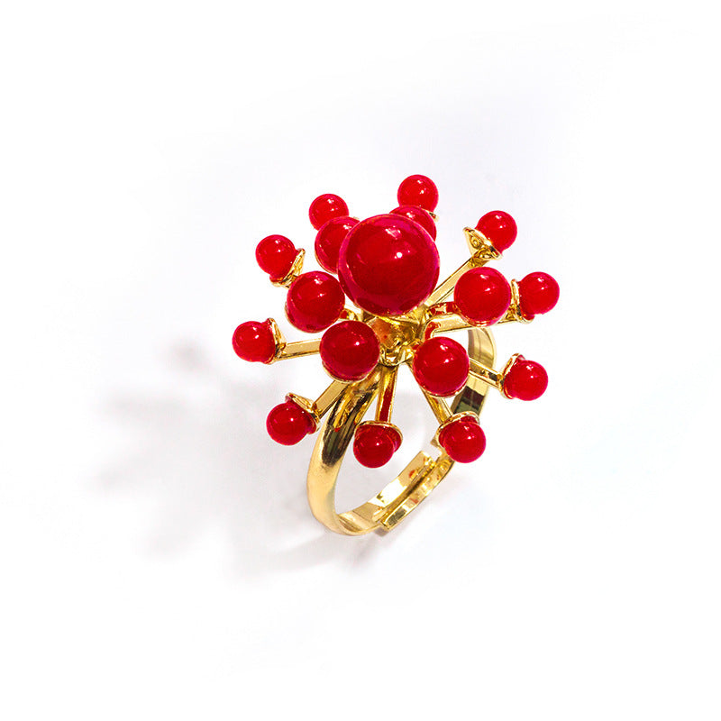 Wholesale Flower Pearl Adjustable Ring