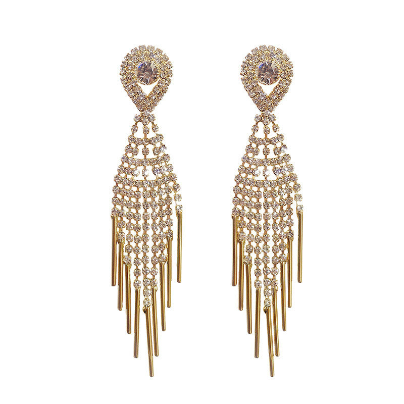 Wholesale Full Diamond Tassel Earrings Long Earrings Statemente Earrings ACC-ES-Yinhe002