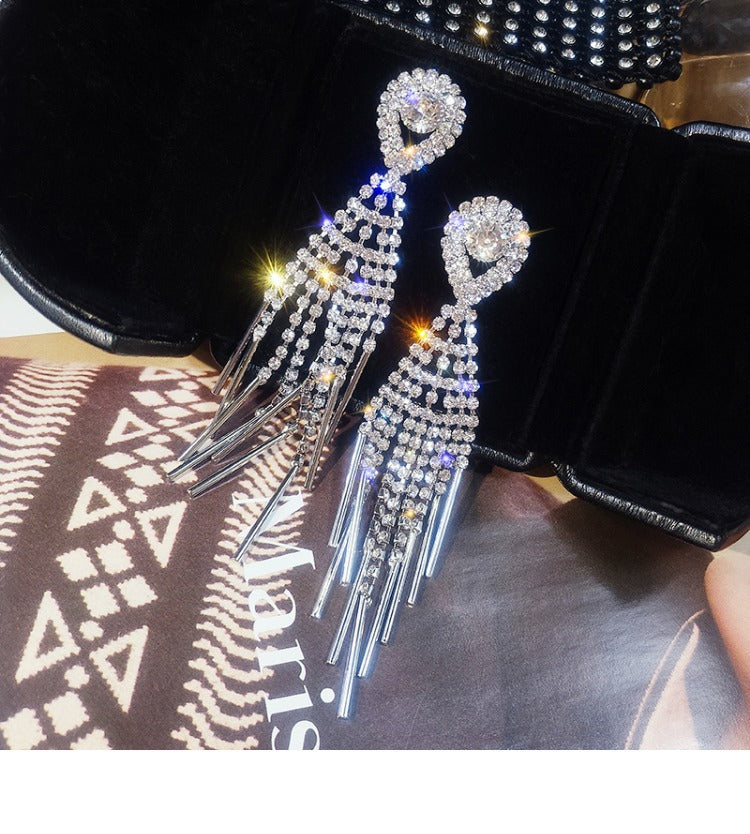 Wholesale Full Diamond Tassel Earrings Long Earrings Statemente Earrings ACC-ES-Yinhe002