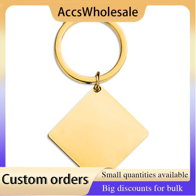 Custom Keychains with Laser Engraved Text or Logo - Multicolor Square Metal Keychains