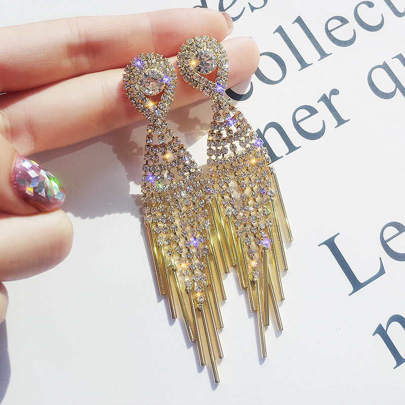 Wholesale Full Diamond Tassel Earrings Long Earrings Statemente Earrings ACC-ES-Yinhe002