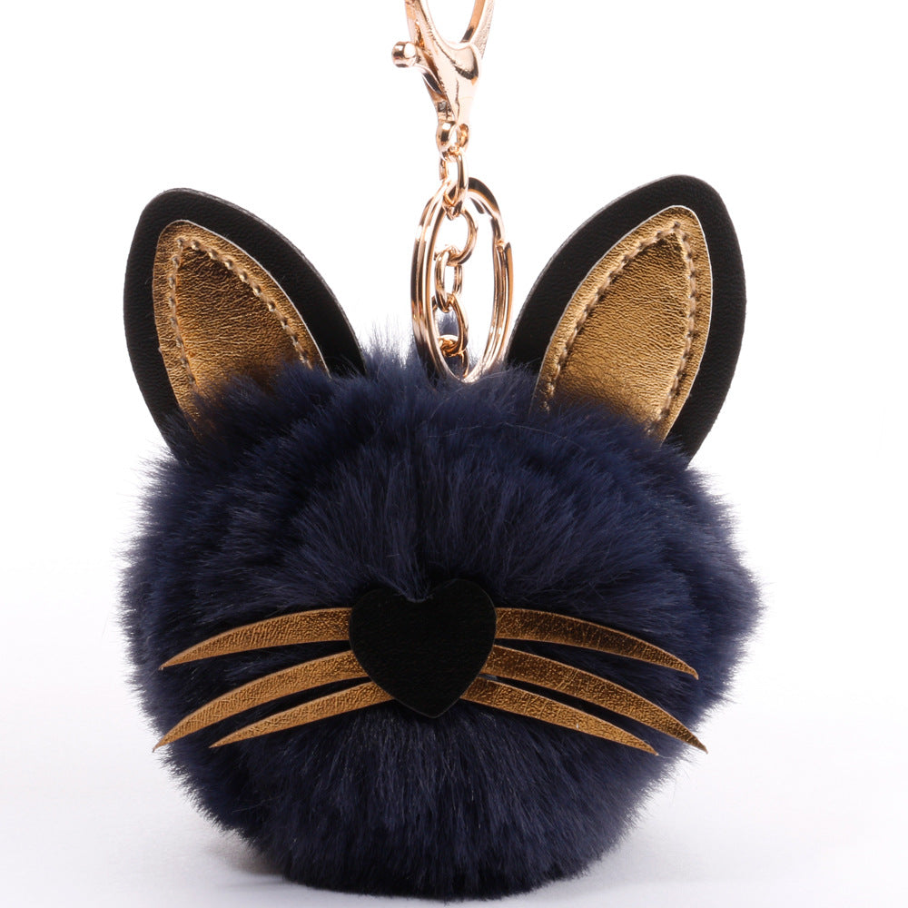 Wholesale PU long bearded cat keychain plush bag pendant ACC-KC-DY006