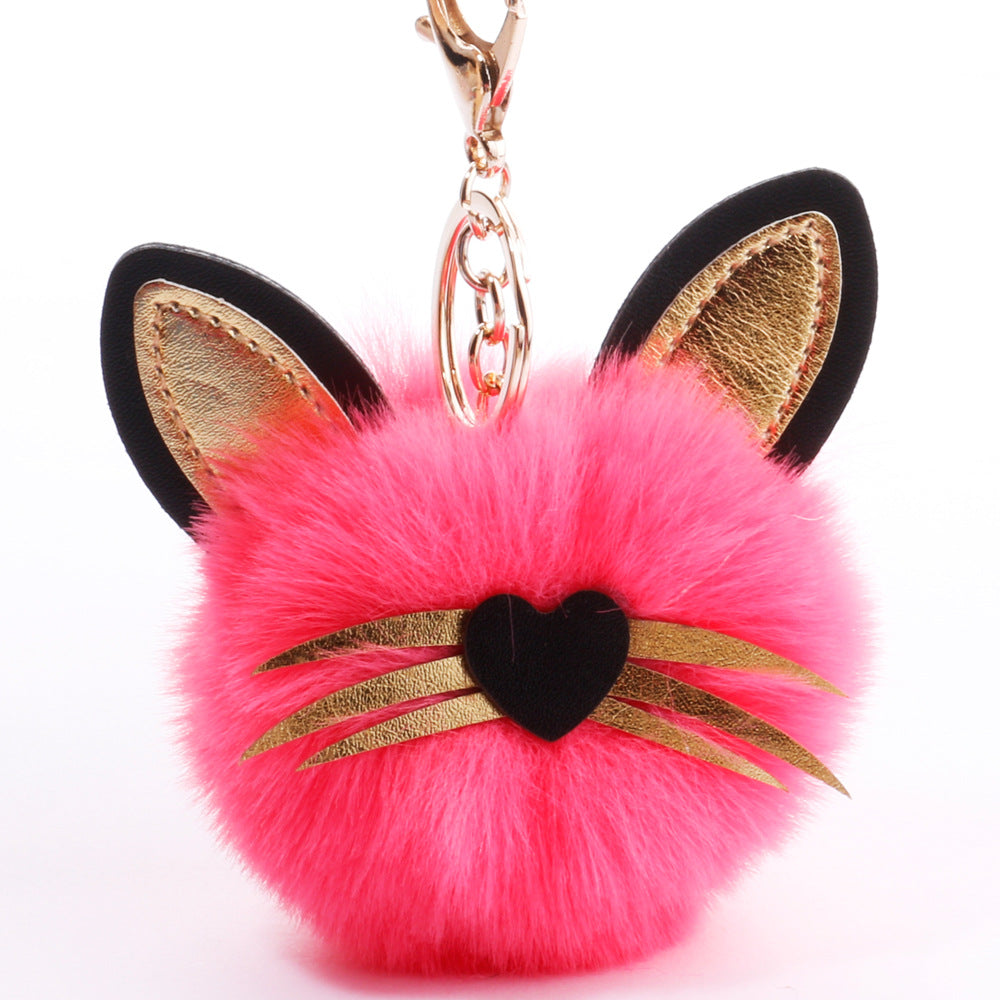 Wholesale PU long bearded cat keychain plush bag pendant ACC-KC-DY006