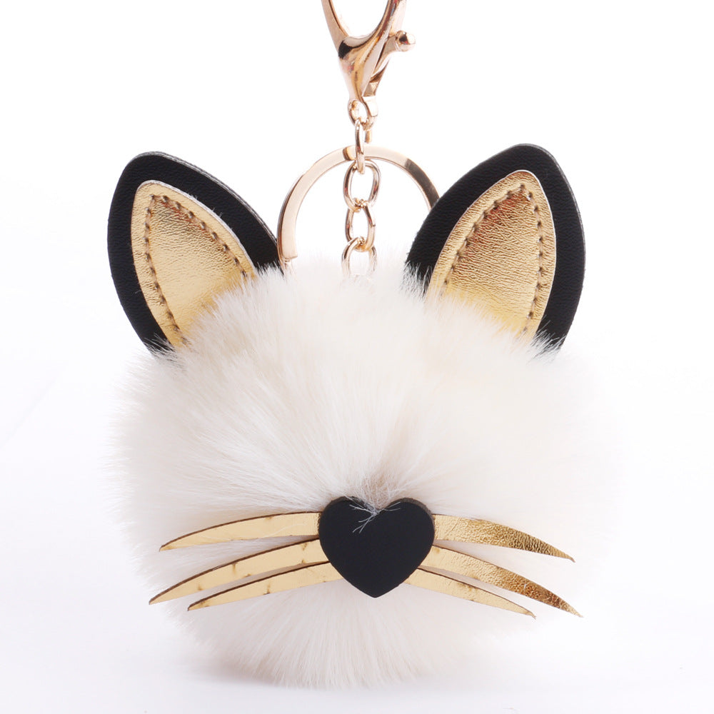 Wholesale PU long bearded cat keychain plush bag pendant ACC-KC-DY006