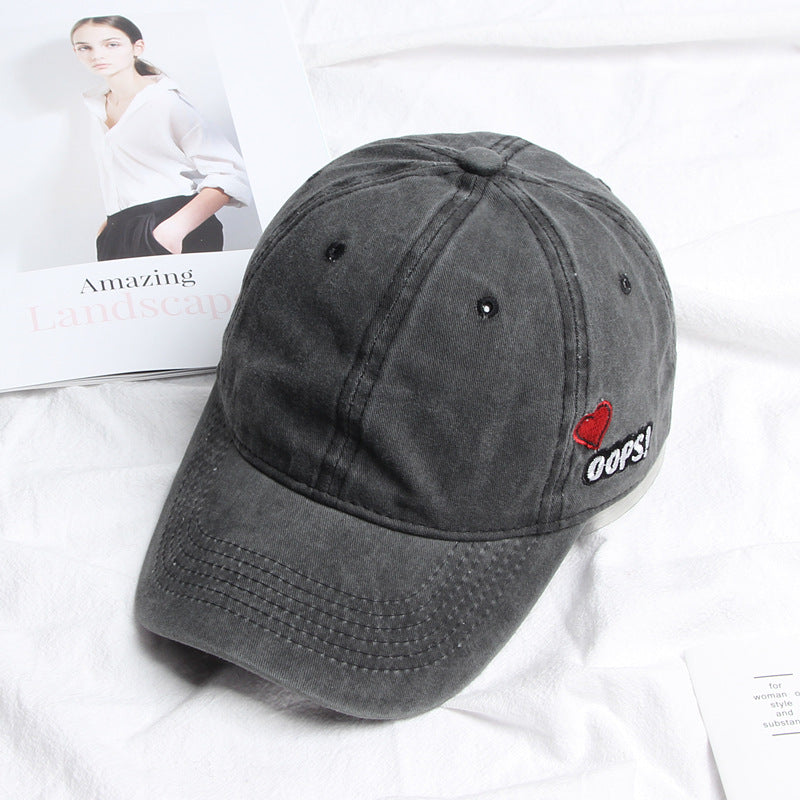 Wholesale Distressed Vintage Washed Heart Embroidered Baseball Cap Hat ACC-HT-LueLan006
