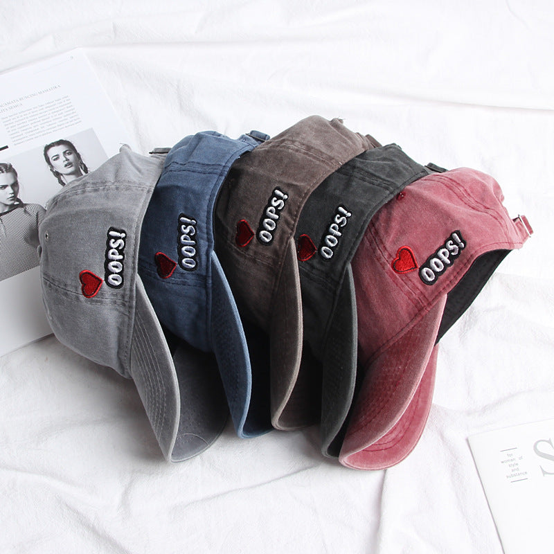 Wholesale Distressed Vintage Washed Heart Embroidered Baseball Cap Hat ACC-HT-LueLan006