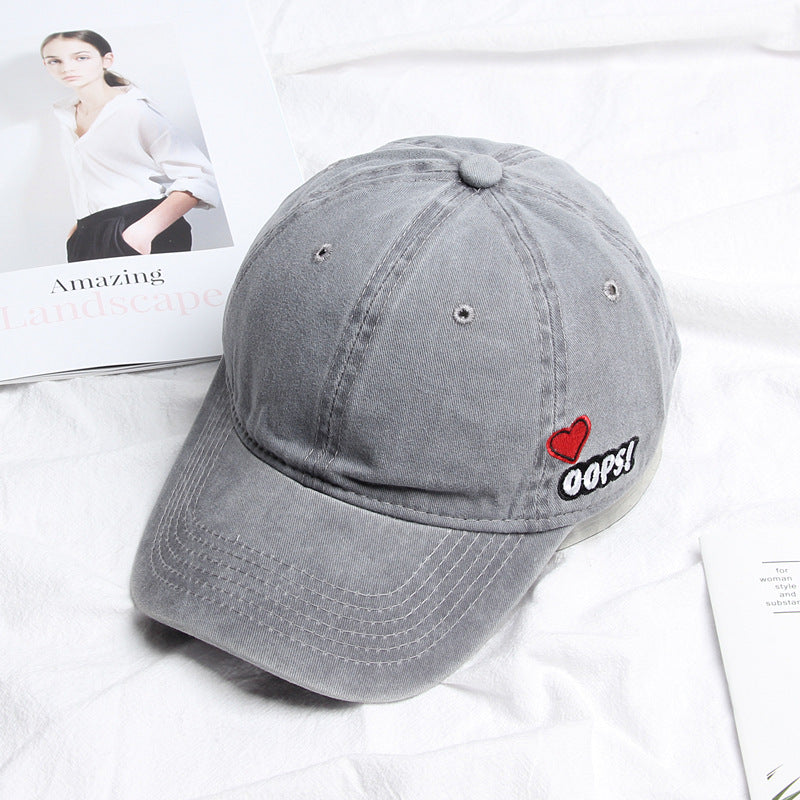 Wholesale Distressed Vintage Washed Heart Embroidered Baseball Cap Hat ACC-HT-LueLan006