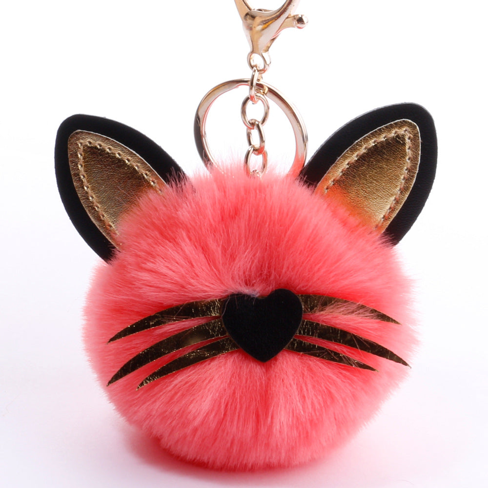 Wholesale PU long bearded cat keychain plush bag pendant ACC-KC-DY006