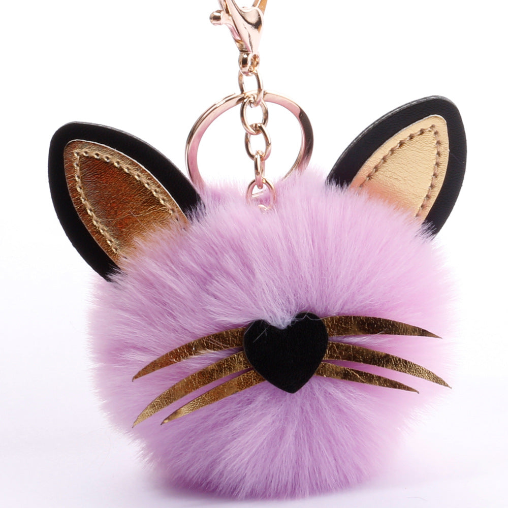 Wholesale PU long bearded cat keychain plush bag pendant ACC-KC-DY006