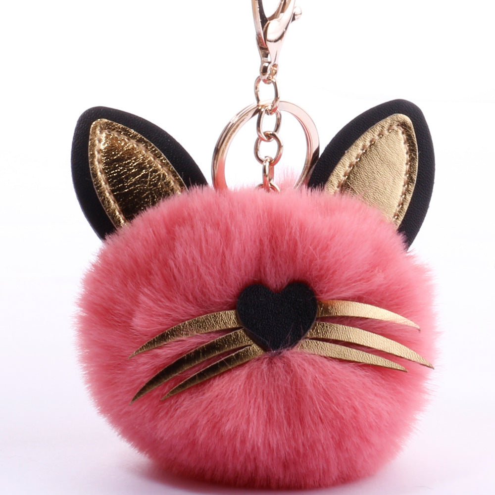 Wholesale PU long bearded cat keychain plush bag pendant ACC-KC-DY006