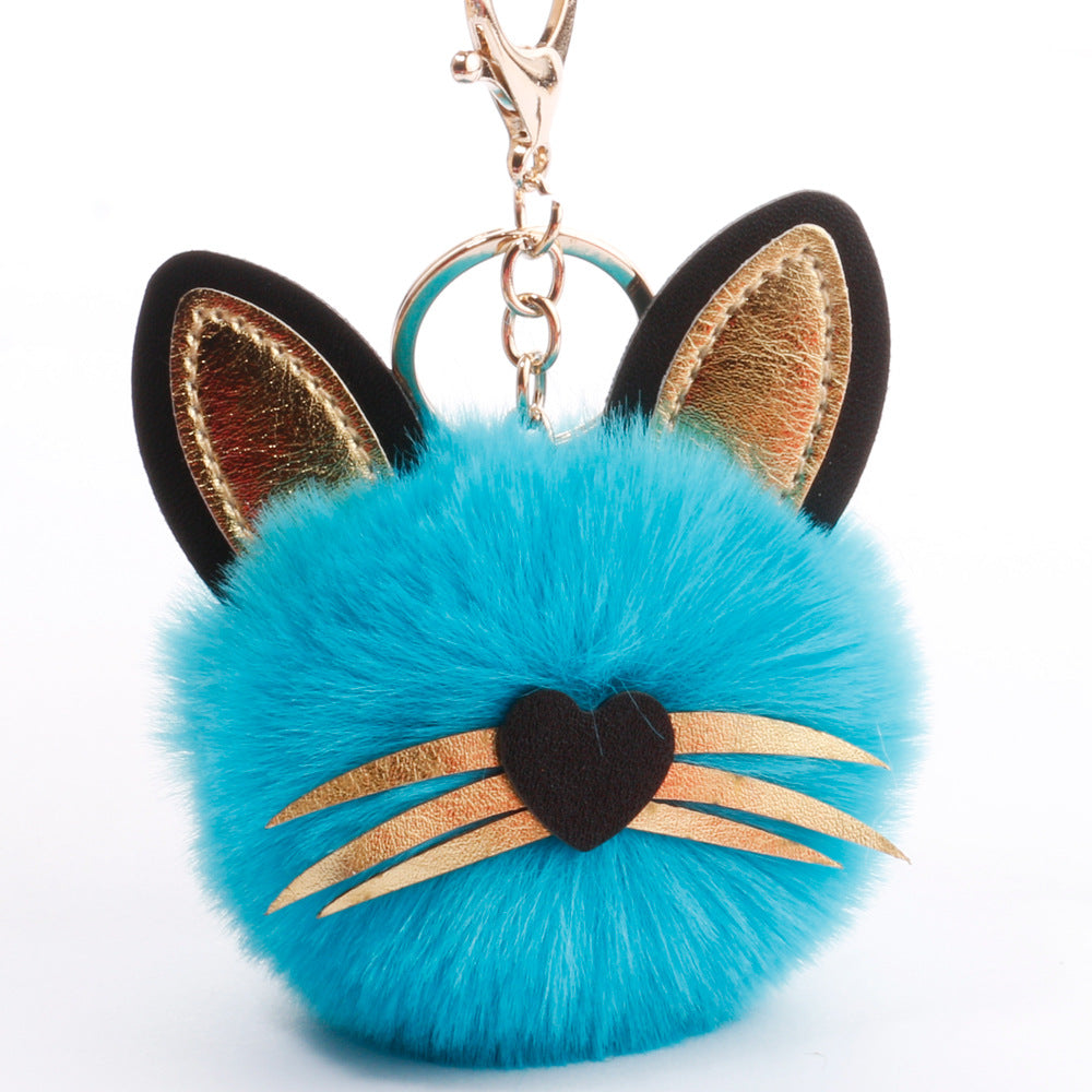 Wholesale PU long bearded cat keychain plush bag pendant ACC-KC-DY006