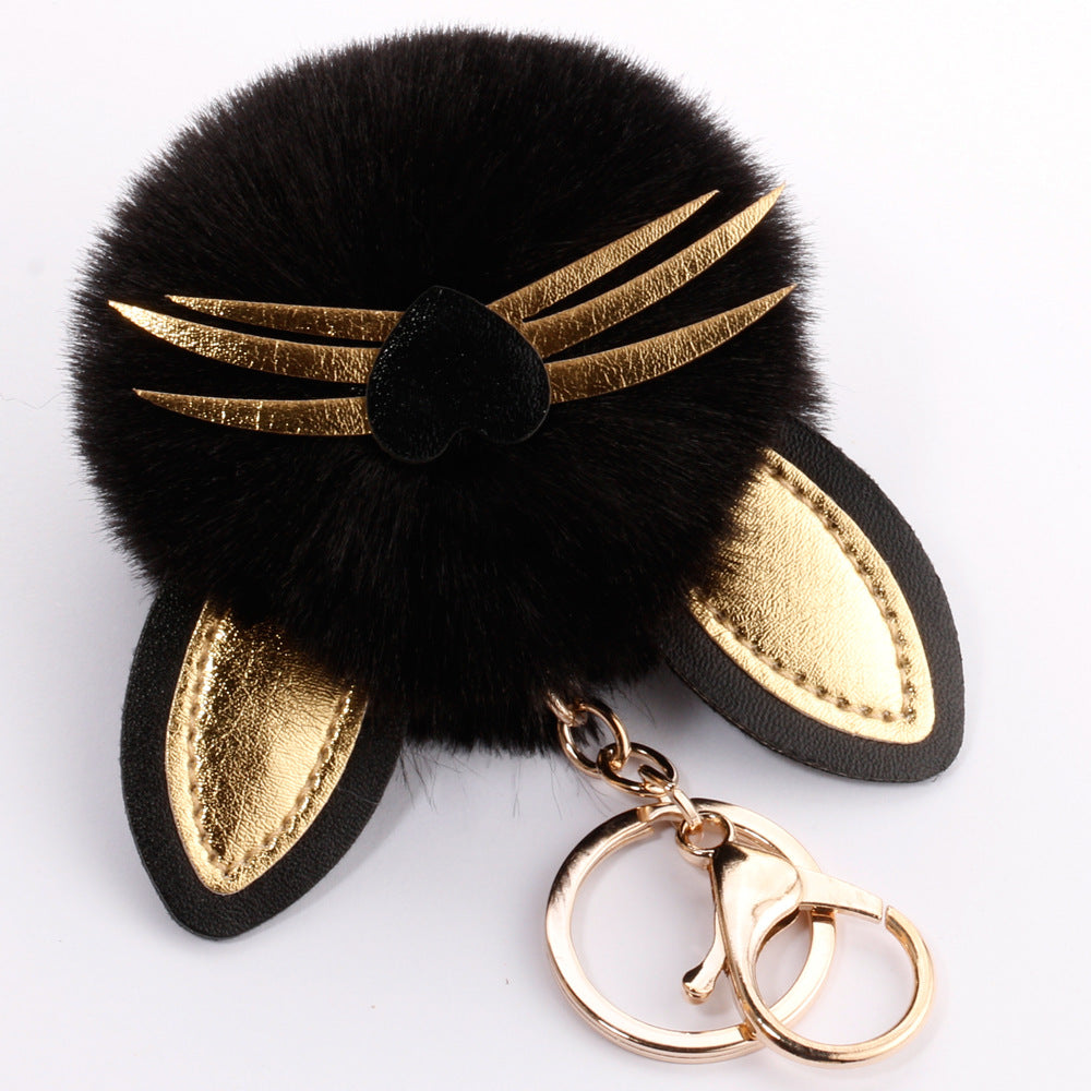 Wholesale PU long bearded cat keychain plush bag pendant ACC-KC-DY006