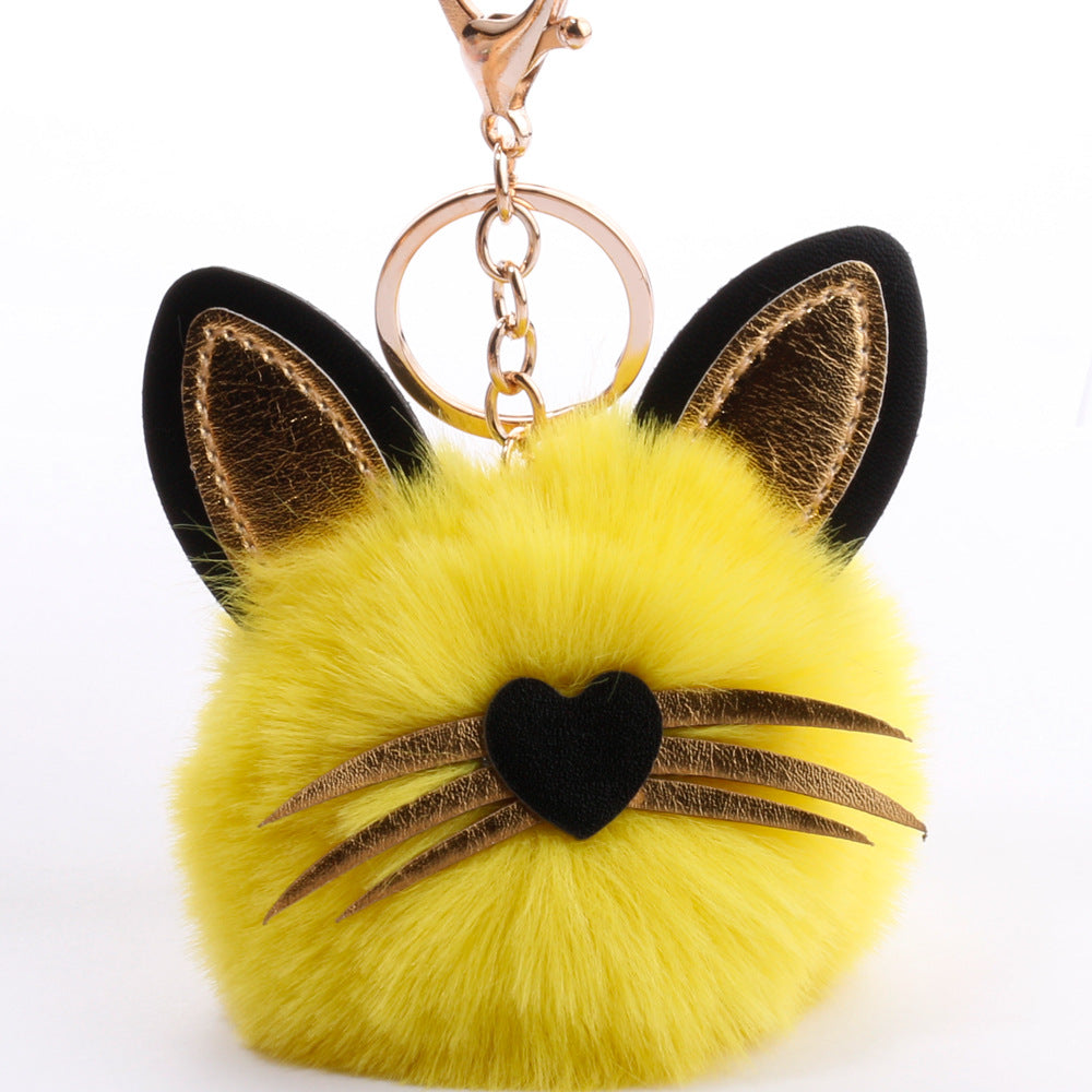 Wholesale PU long bearded cat keychain plush bag pendant ACC-KC-DY006